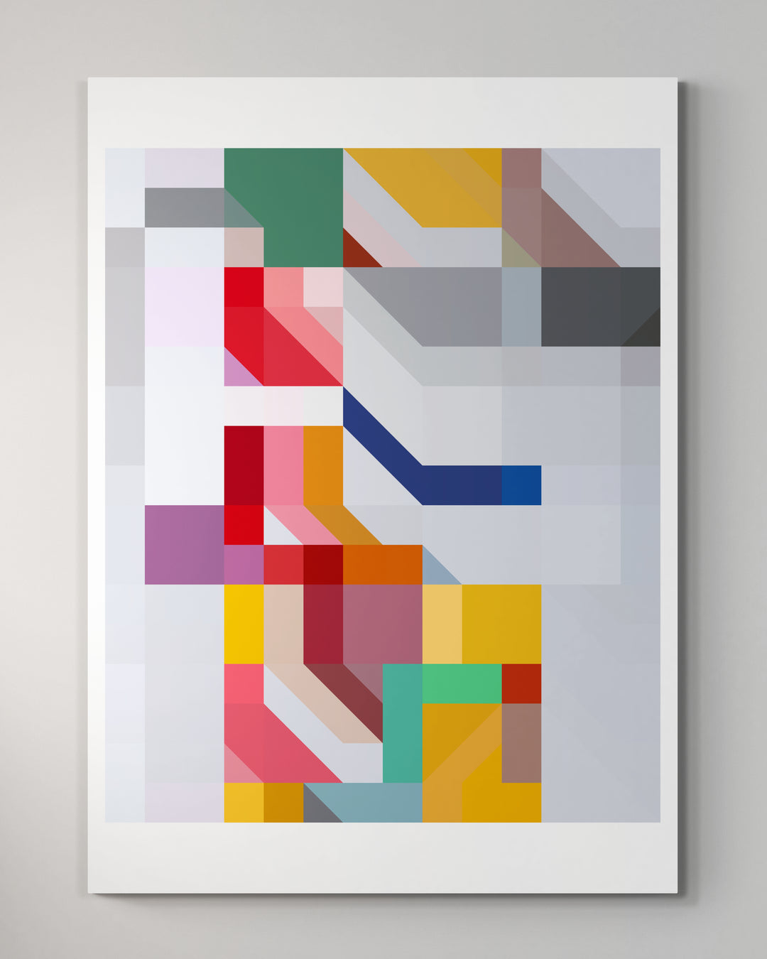 Bright and colorful fine art print of a geometric abastract design